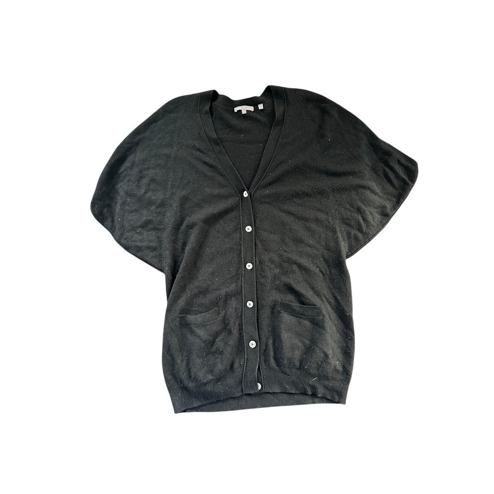Vince Black Button Front V Neck Cardigan Sweater Dolman Sleeve Pockets M